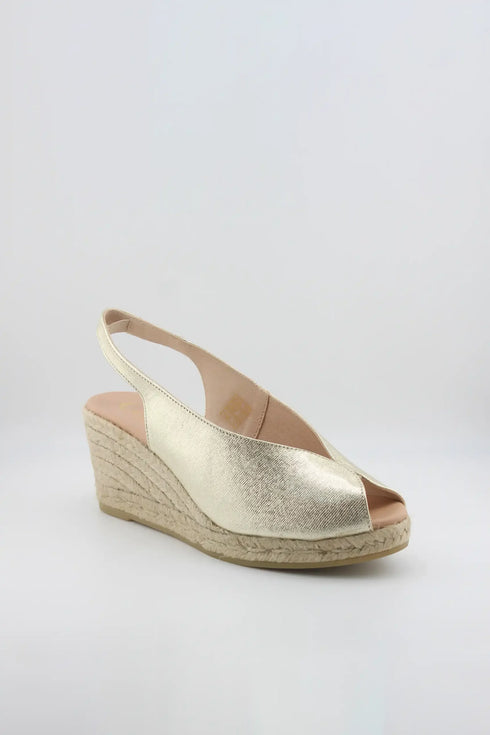 Gaimo Metallic Peep-Toe Espadrille Slingback Wedge